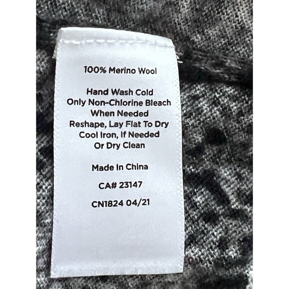 Talbots Sweater Women's XL Gray Python Snake 100% Merino Wool Puff Sleeve Soft - Picture 4 of 8